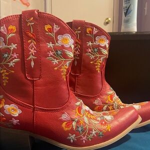 Red Embroidered Cowboy Boots